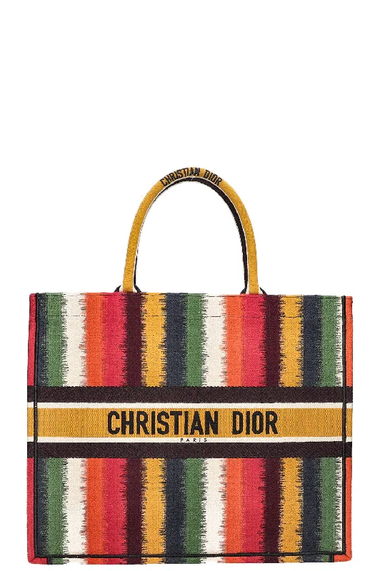 Christian Dior handbags with a back - pocket for quick storageCHRISTIAN DIOR Book Tote Striped Multicolor