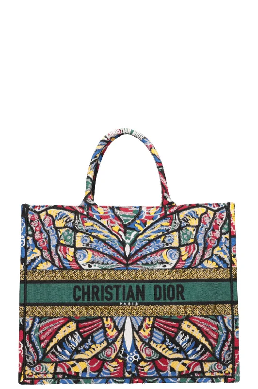 Christian Dior crossbody bags with a front - flap pocket for easy accessCHRISTIAN DIOR Butterfly Book Tote Large Green Blue