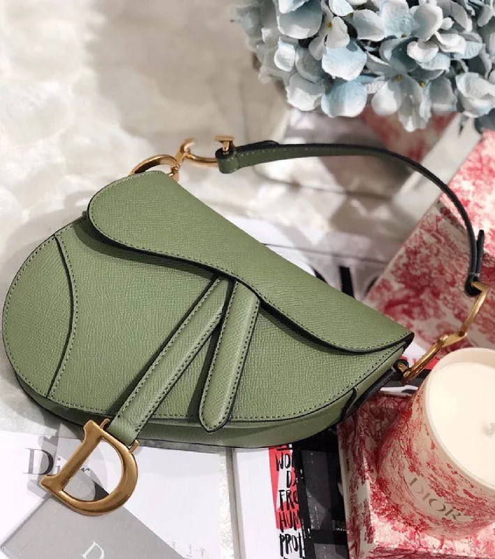 Stylish Christian Dior shoulder bags with a tassel - adorned zipperChristian Dior Saddle Bag Cedar Green Grained Canvas Spring For Women