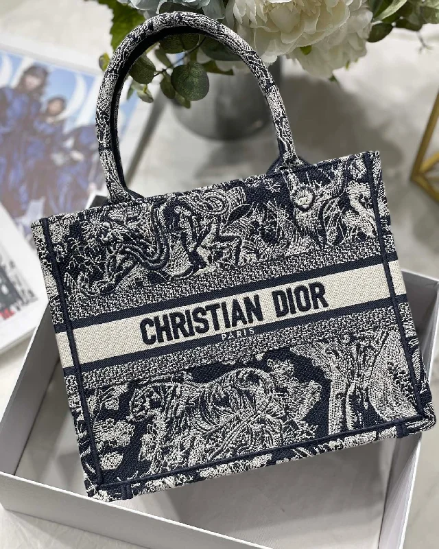 Christian Dior handbags with a snap - button closure and a decorative buckleChristian Dior Small Book Tote Blue For Women