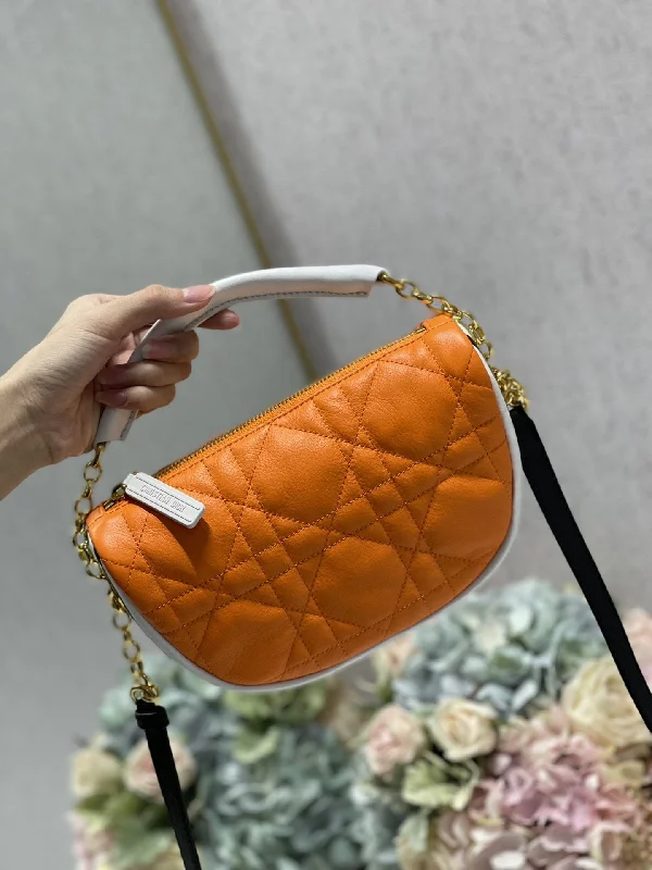 Christian Dior crossbody bags with a front - flap pocket for easy accessChristian Dior Small Vibe Hobo Bag Fluorescent Orange Macrocannage