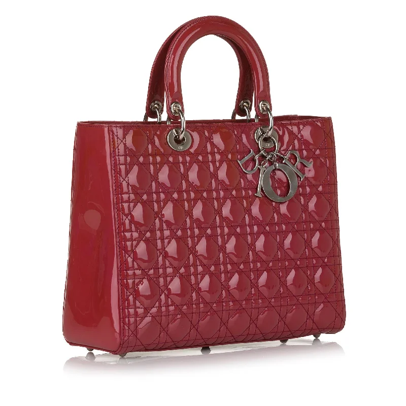 Trendsetting Christian Dior crossbody bags with a colorful strapDior Cannage Lady Dior Patent Leather Satchel (34555)