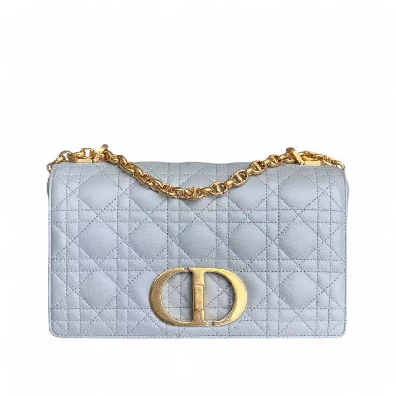 Christian Dior crossbody bags with a front - flap pocket for easy accessDior Caro Medium - 25CM Cannage Calfskin Grey Gray Gold Hardware