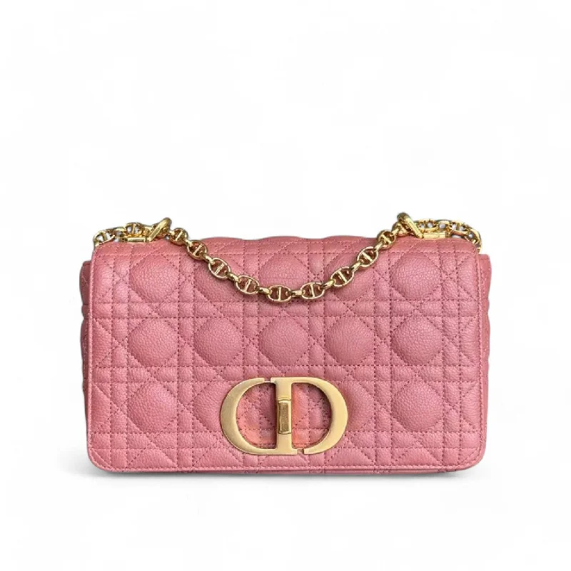 Christian Dior Saddle bags with a studded trim for a bold look*Unused* Dior Caro - Medium Cannage Calfskin Pink Gold Hardware