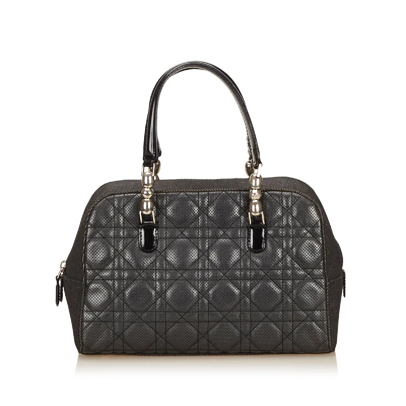 Christian Dior handbags with a back - pocket for quick storagePerforated Cannage Quilt Leather and Canvas Bag