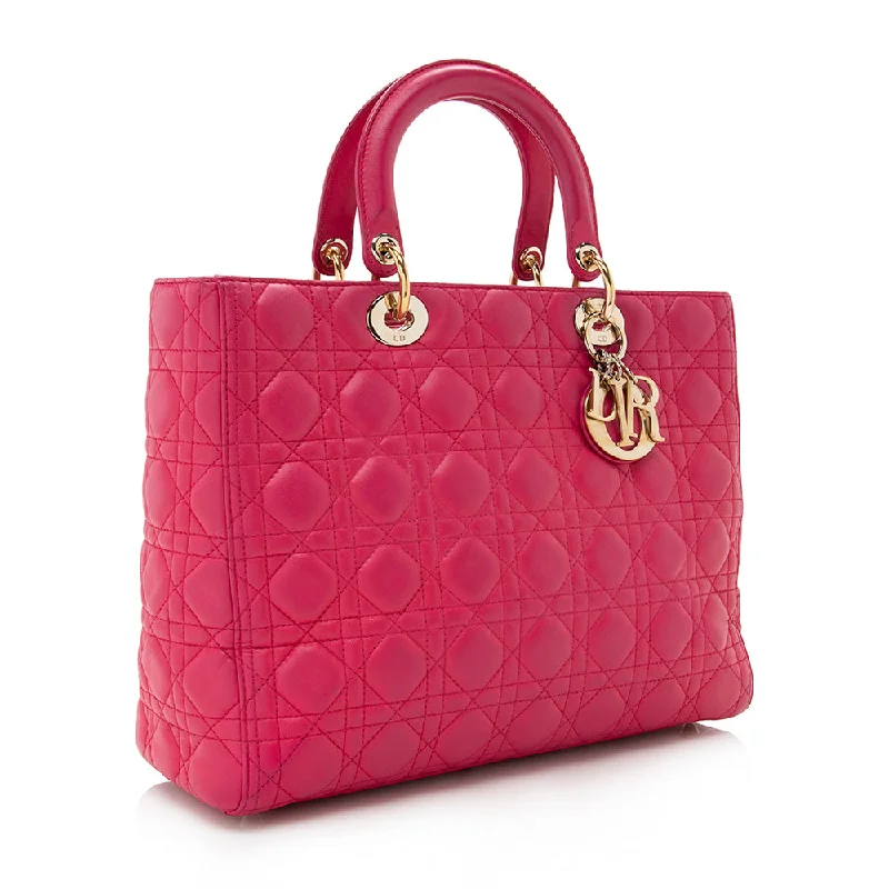 Trendsetting Christian Dior crossbody bags with a colorful strapDior Lambskin Lady Dior Large Tote - FINAL SALE (SHF-17599)