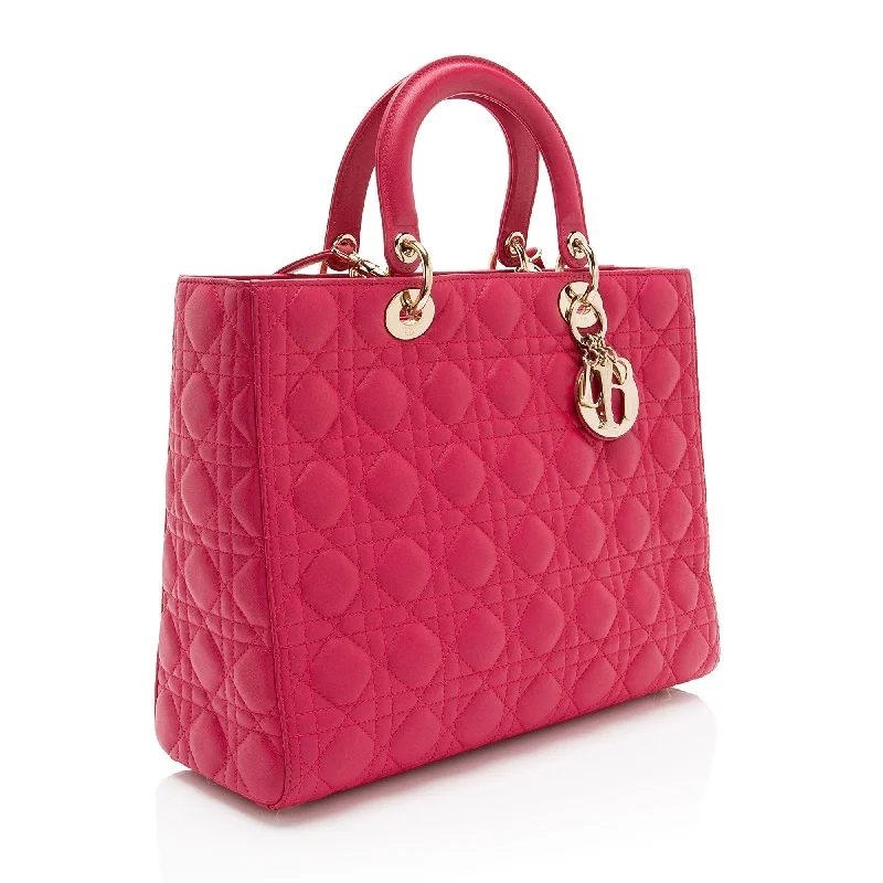 Christian Dior bags with a quilted pattern and gold - toned hardwareDior Lambskin Lady Dior Large Tote (OVsaOG)