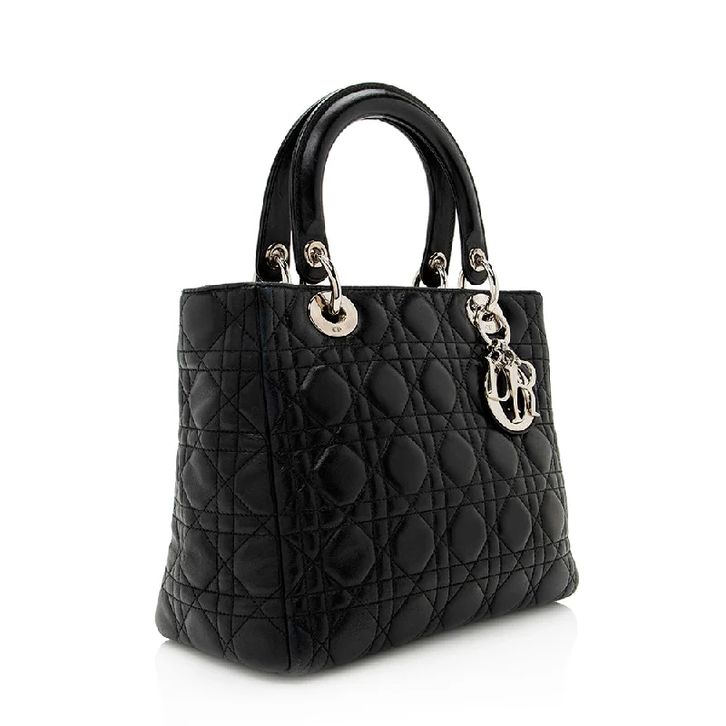 Christian Dior tote bags with a double - handle and shoulder - strap optionDior Lambskin Lady Dior Medium Tote (20990)