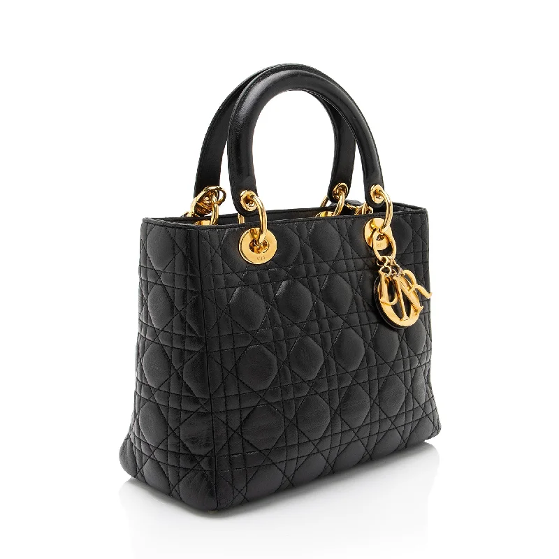 Christian Dior bags with a zip - top closure and multiple compartmentsDior Lambskin Lady Dior Medium Tote (aNlTPc)