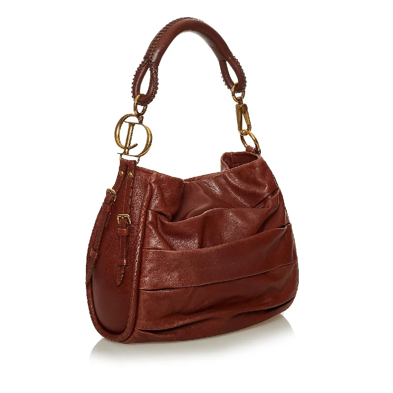 Christian Dior bags with a quilted pattern and gold - toned hardwareDior Leather Lambskin Libertine Hobo (SHG-28523)