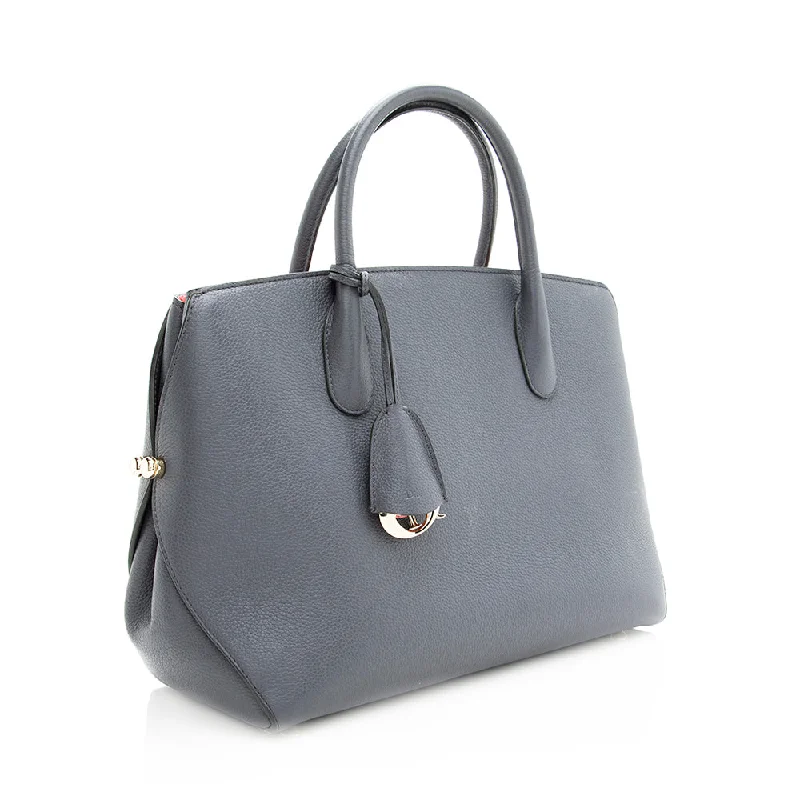 Christian Dior handbags with a back - pocket for quick storageDior Leather Open Bar Large Tote (SHF-19527)