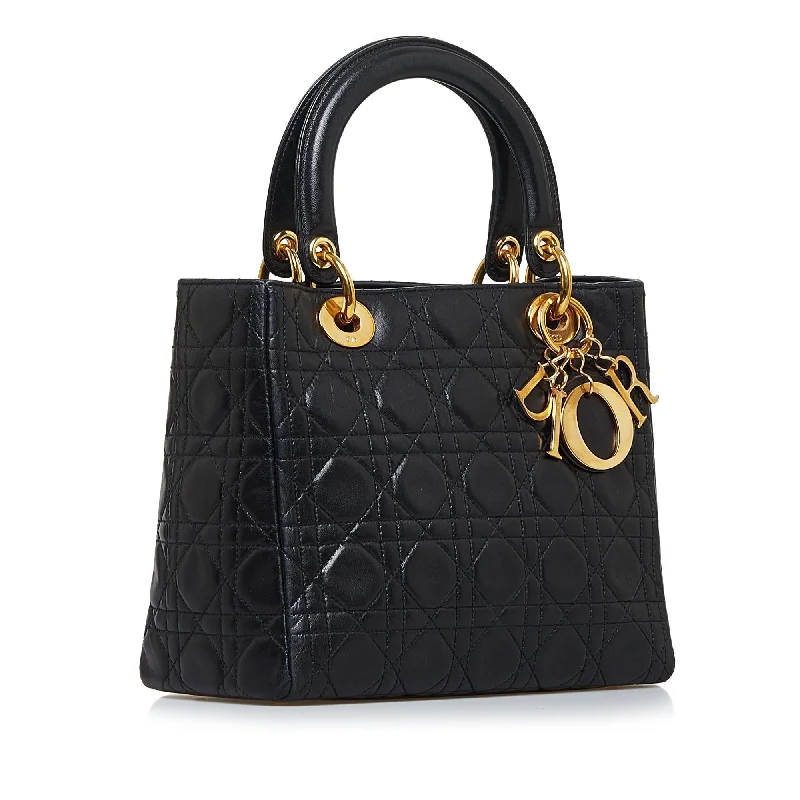 Christian Dior handbags with a back - pocket for quick storageDior Medium Cannage Lady Dior (SHG-HRikh1)