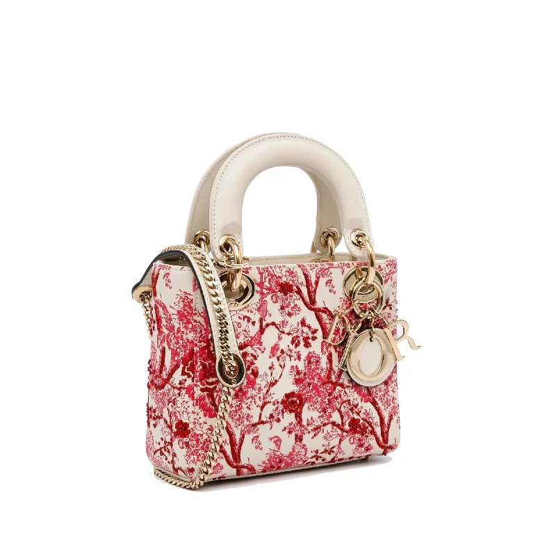 Christian Dior bags with a side - pocket for holding a water bottleDior Mini Floral Toile de Jouy Lady Dior (SHG-Kfg3ki)