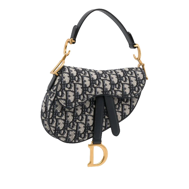 Christian Dior handbags with a back - pocket for quick storageDior Mini Oblique Saddle (SHG-8dioGH)