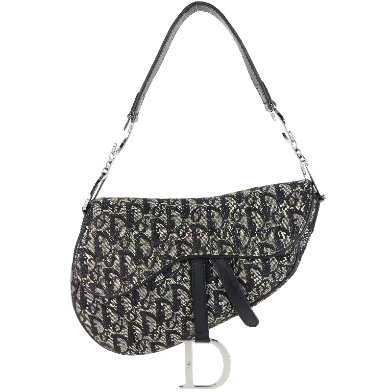 High - fashion Christian Dior bags with a geometric patternSaddle Diorissimo Canvas Bag