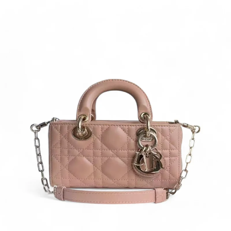 Trendsetting Christian Dior crossbody bags with a colorful strapDior D-joy Micro - Lambskin Cannage Nude Pink Gold Hardware