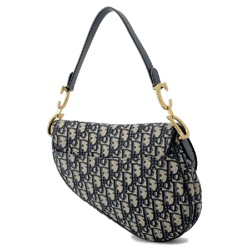 Christian Dior bags with a quilted pattern and gold - toned hardwareDior Oblique Saddlebag Navy M0446CTZQ Canvas Leather