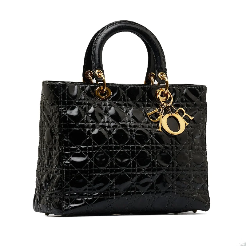 Stylish Christian Dior shoulder bags with a tassel - adorned zipperDIORLarge Cannage Patent Lady  Satchel