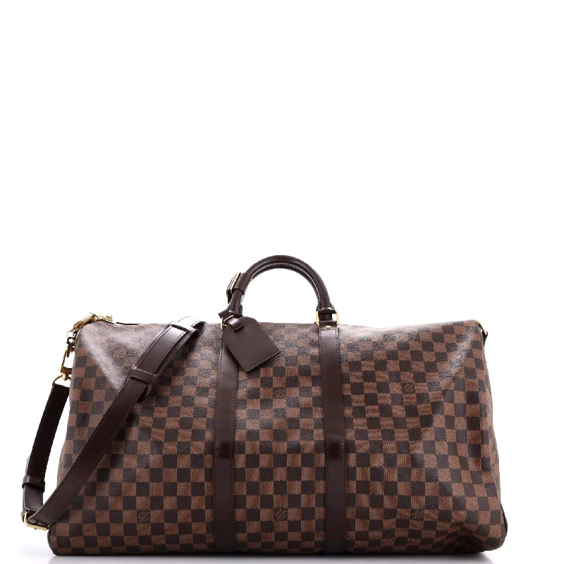 Christian Dior bags with a quilted pattern and gold - toned hardwareKeepall Bandouliere Bag Damier 55